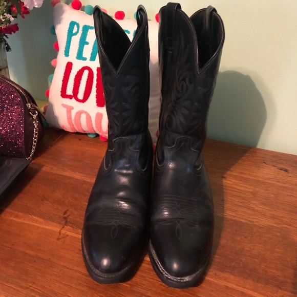 SALE 🎉🎉 Laredo 4240 Western Cowboy Work Men’s black leather 11 1/2 rubber sole - Picture 3 of 10